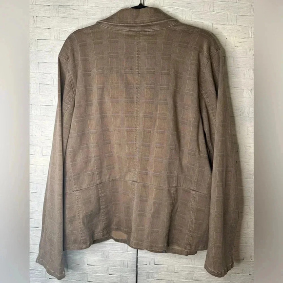 Venezia blazer plaid, brown & tan with hint of blue, packets, Y2K 90s Plus size - Picture 6 of 9